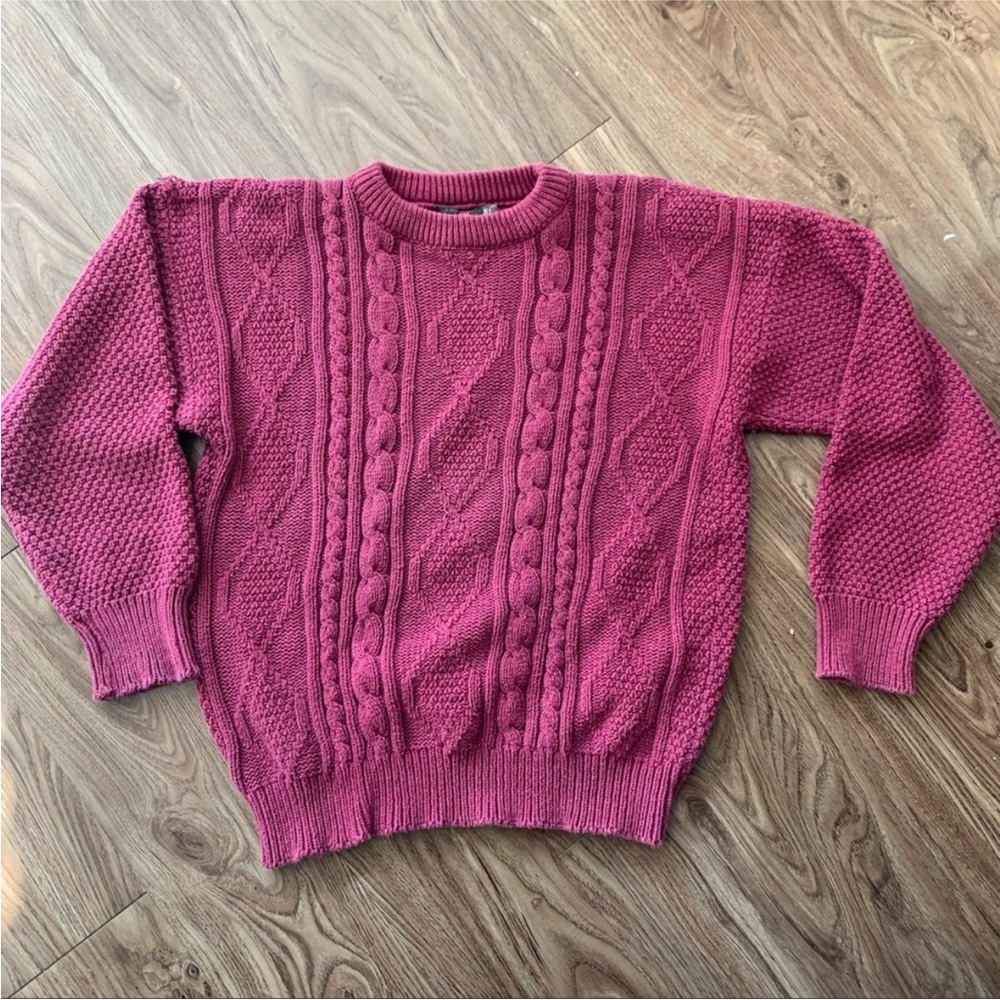 Vintage Plum Cable Knit Sweater | 90s Cottagecore Grandpa Knit